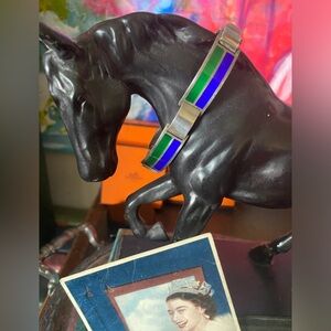 Ultra RARE Vintage GUCCI Silver 925 Enamel Jewelry Couture Italian GG Bracelet